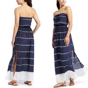 Athleta Molokai Maxi Dress Strapless Tie Dye Blue